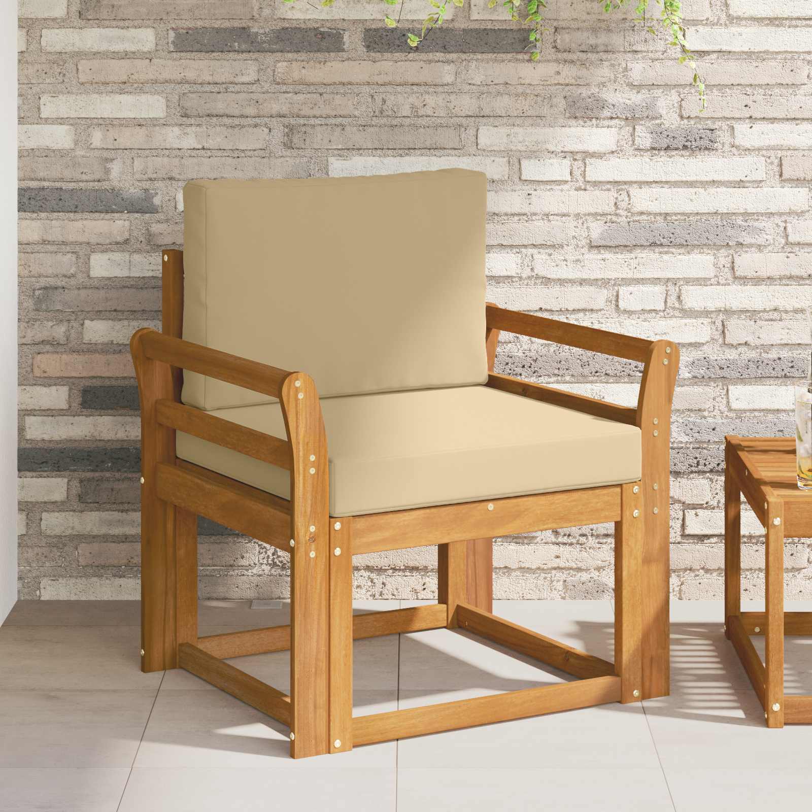 vidaXL Sofa na zewnątrz Lite drewno akacjowe i poliester Naturalny