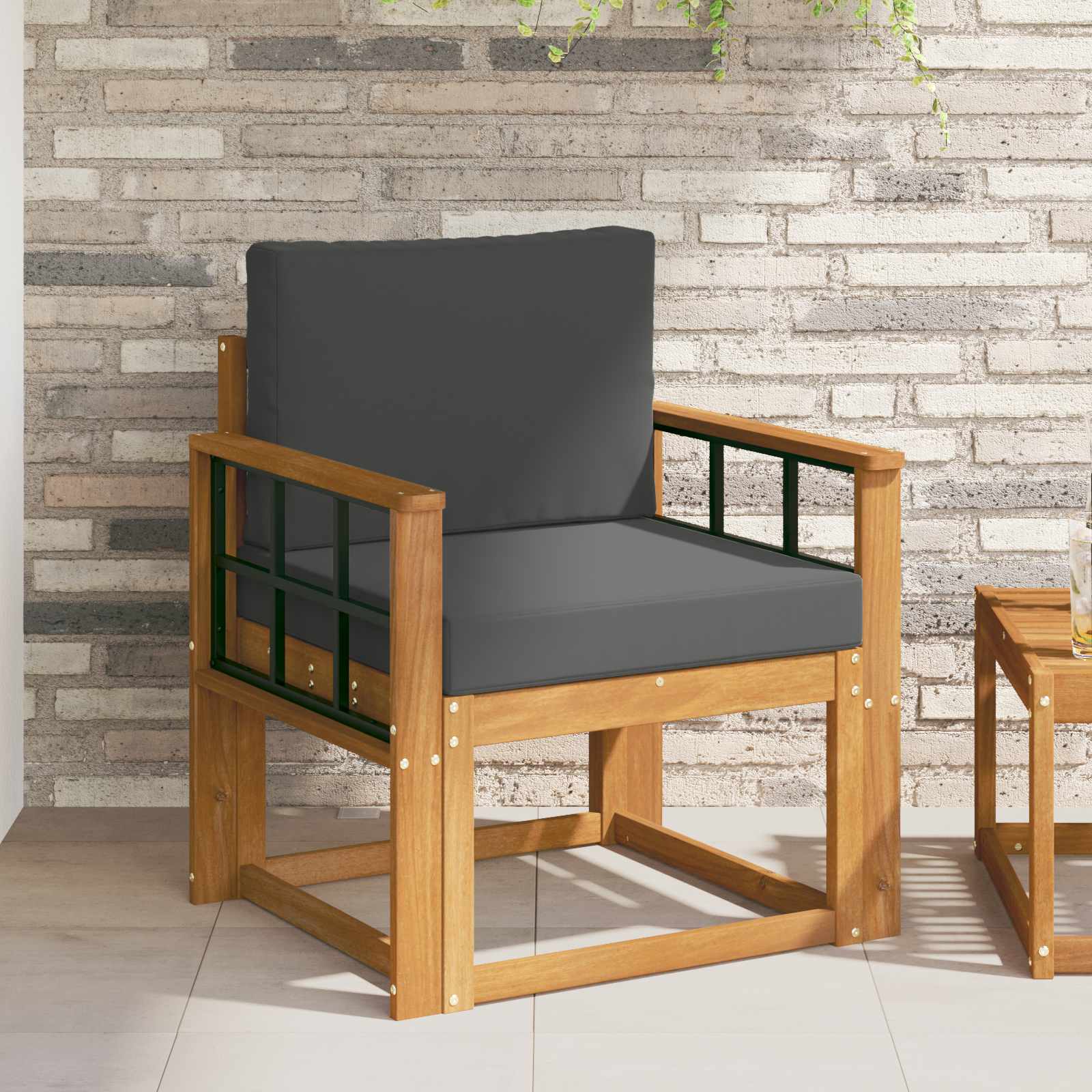 vidaXL Sofa na zewnątrz Lite drewno akacjowe i poliester Naturalny