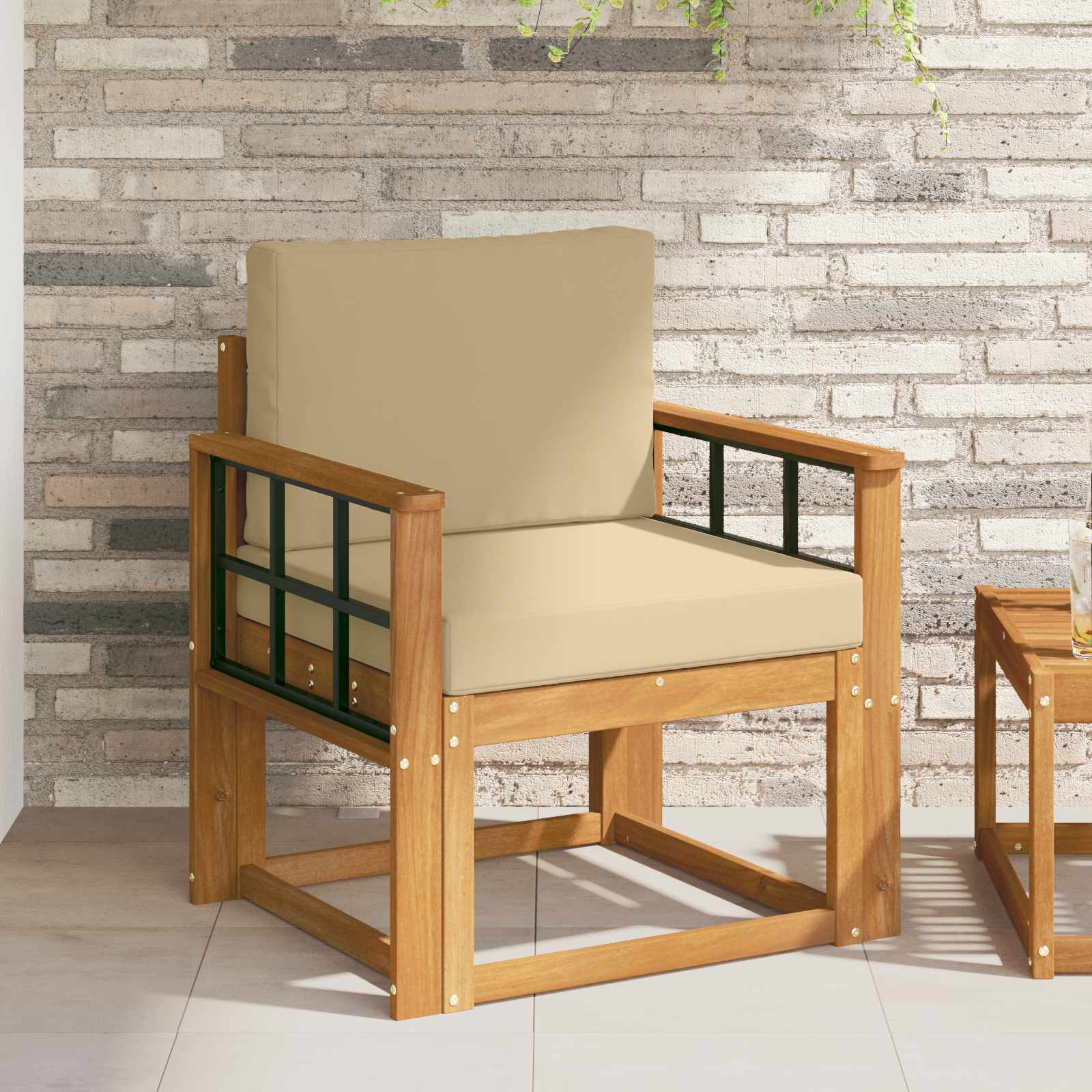 vidaXL Sofa na zewnątrz Lite drewno akacjowe i poliester Naturalny