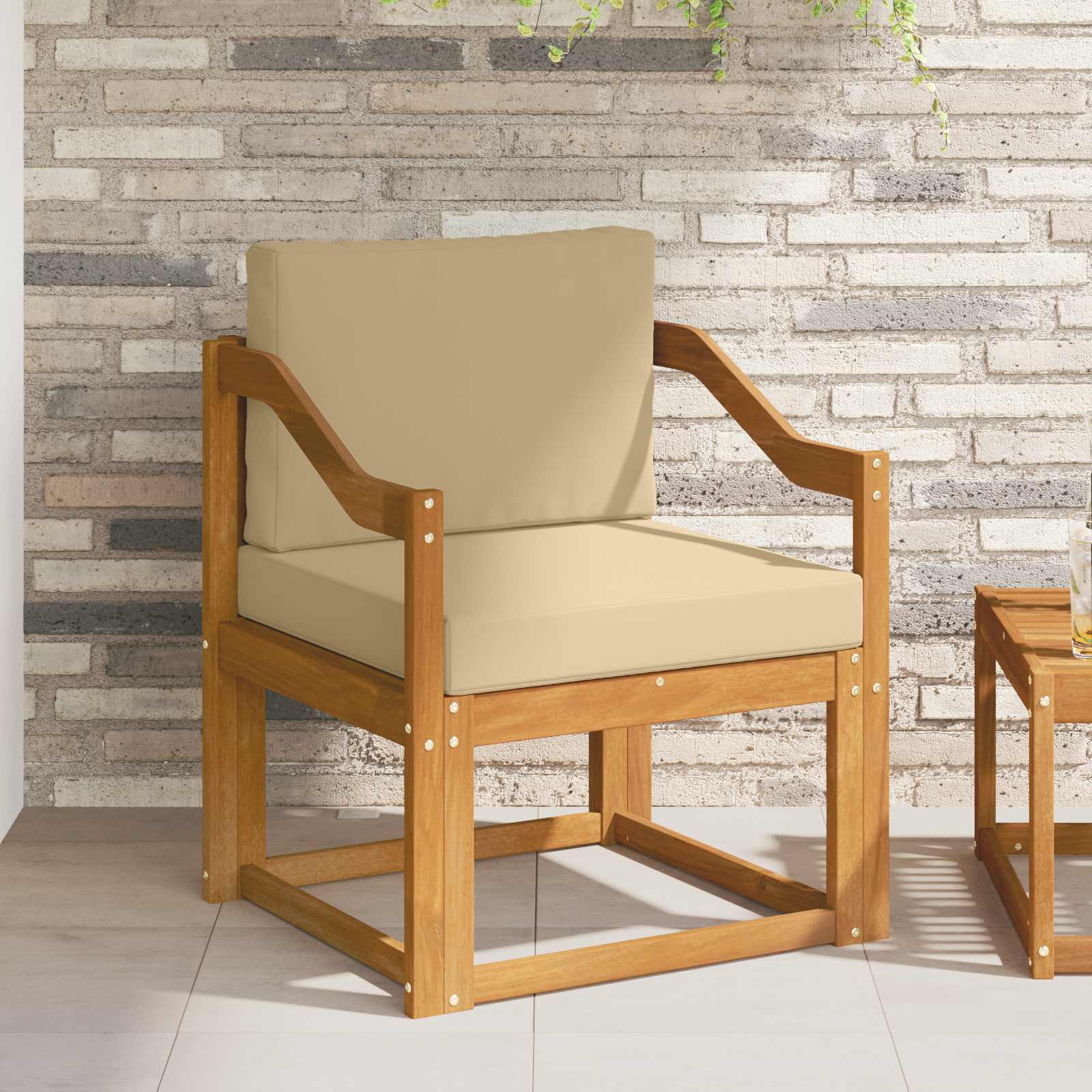 vidaXL Sofa na zewnątrz Lite drewno akacjowe i poliester Naturalny