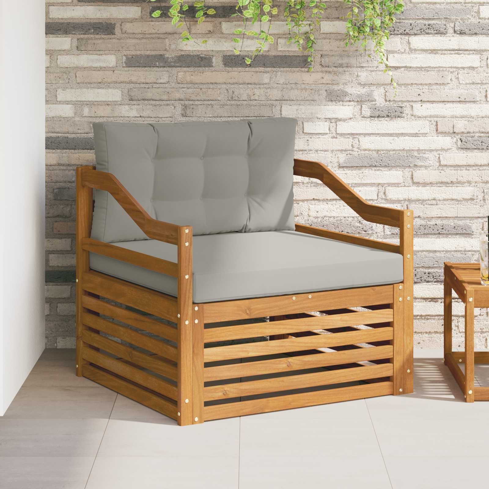 vidaXL Sofa na zewnątrz Naturalny i jasnoszary
