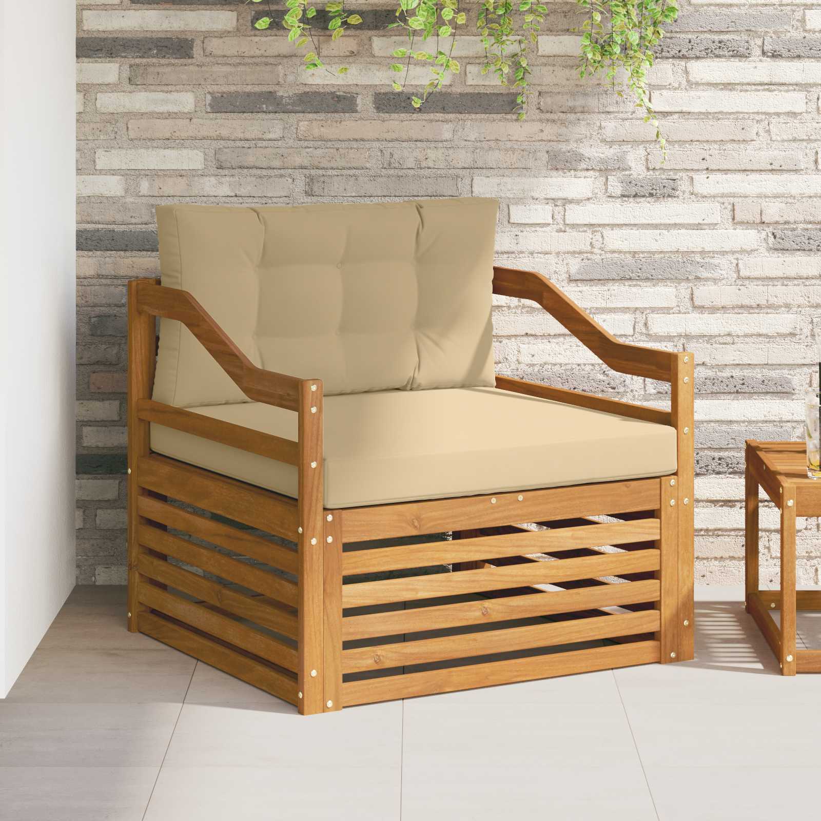 vidaXL Sofa na zewnątrz Naturalny i Beżowy
