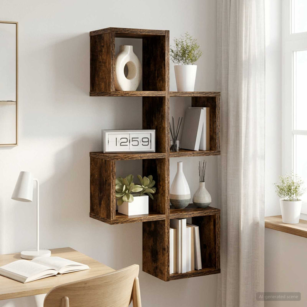 vidaXL Półka ścienna Do montażu na ścianie Dąb wędzony 39 x 15 x 76 cm