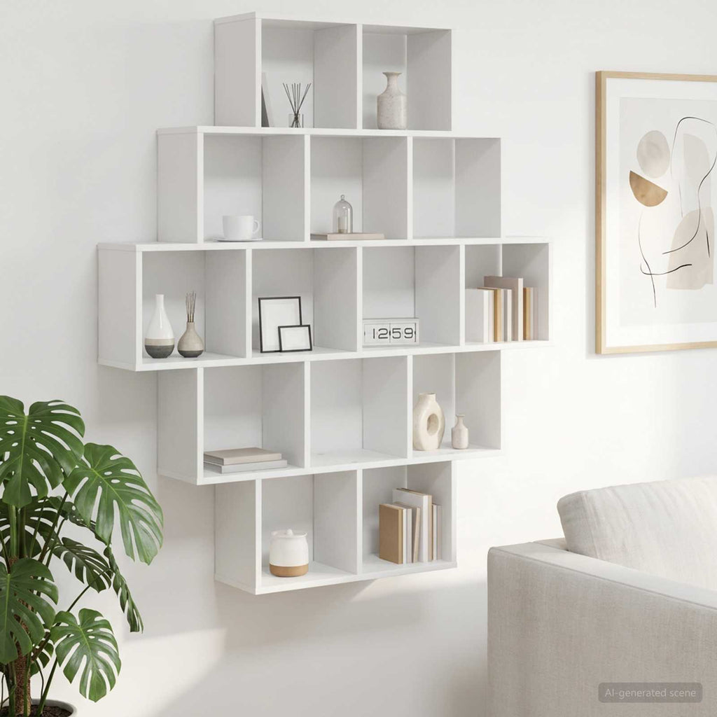 vidaXL Półka ścienna Biały 120 x 20 x 136 cm Drewno inżynieryjne