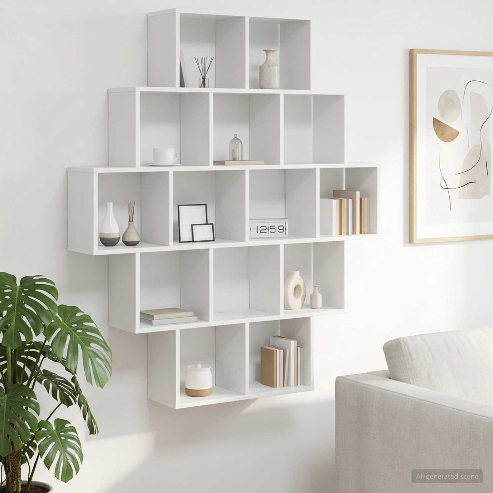 vidaXL Półka ścienna Biały 120 x 20 x 136 cm Drewno inżynieryjne