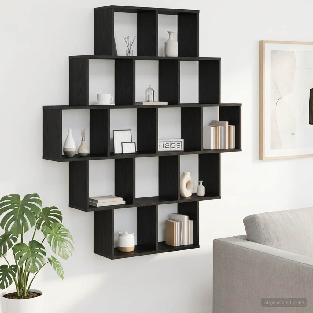 vidaXL Półka ścienna Czarny dąb 120 x 20 x 136 cm Drewno inżynieryjne