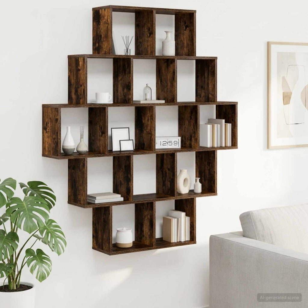 vidaXL Półka ścienna Dąb wędzony 120 x 20 x 136 cm Drewno inżynieryjne