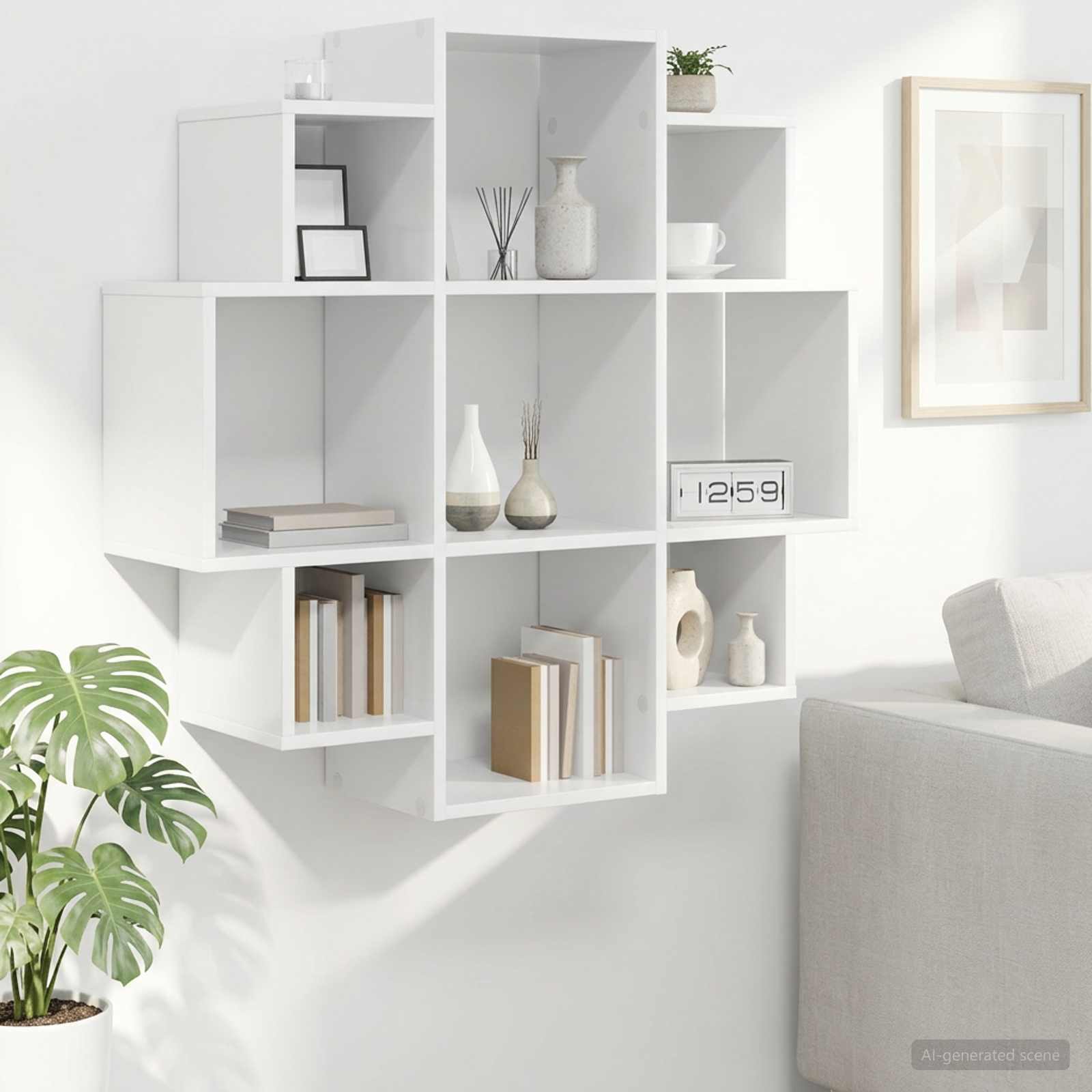 vidaXL Półka ścienna Biały 90 x 25 x 90 cm Drewno inżynieryjne