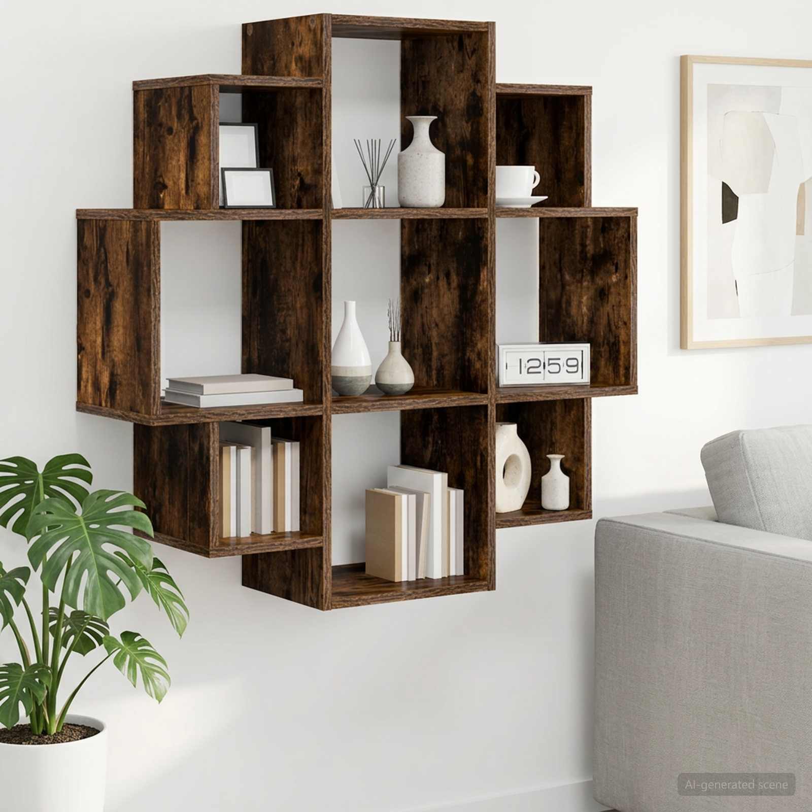 vidaXL Półka ścienna Dąb wędzony 90 x 25 x 90 cm Drewno inżynieryjne