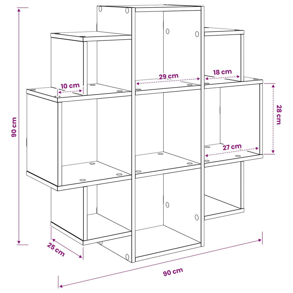 vidaXL Półka ścienna Dąb wędzony 90 x 25 x 90 cm Drewno inżynieryjne