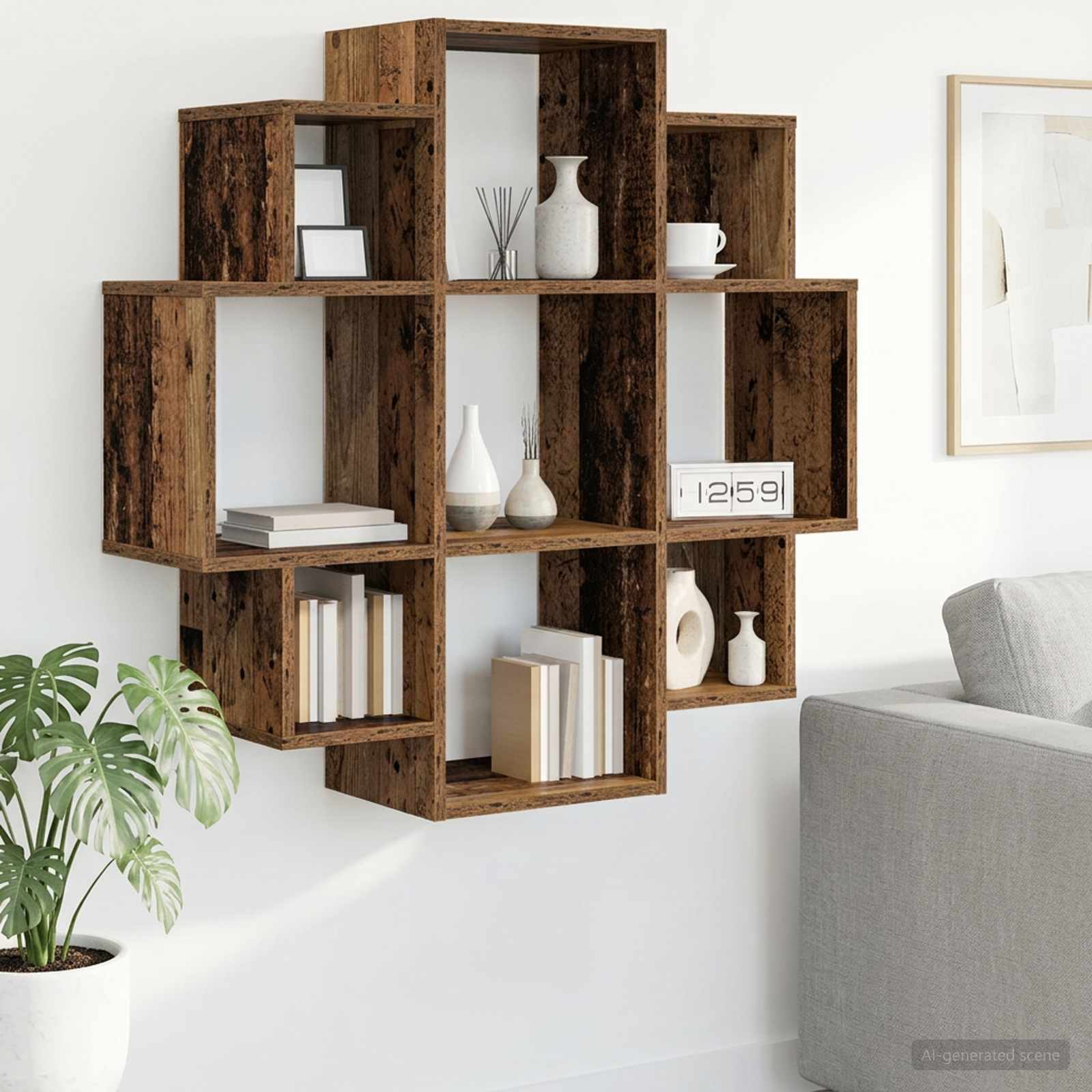 vidaXL Półka ścienna Stare drewno 90 x 25 x 90 cm Drewno inżynieryjne