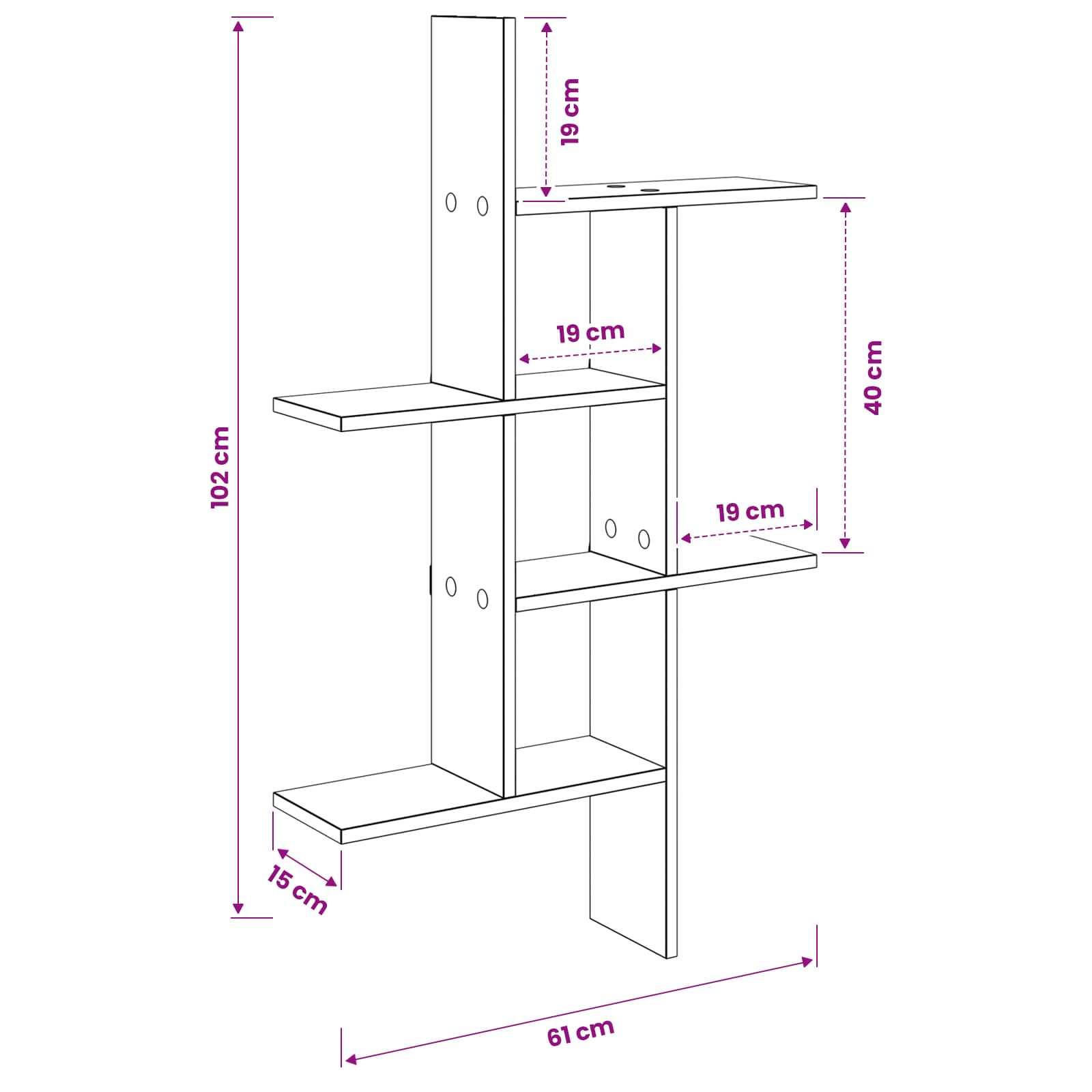 vidaXL Półka ścienna dąb Sonoma 61 x 15 x 102 cm Drewno inżynieryjne