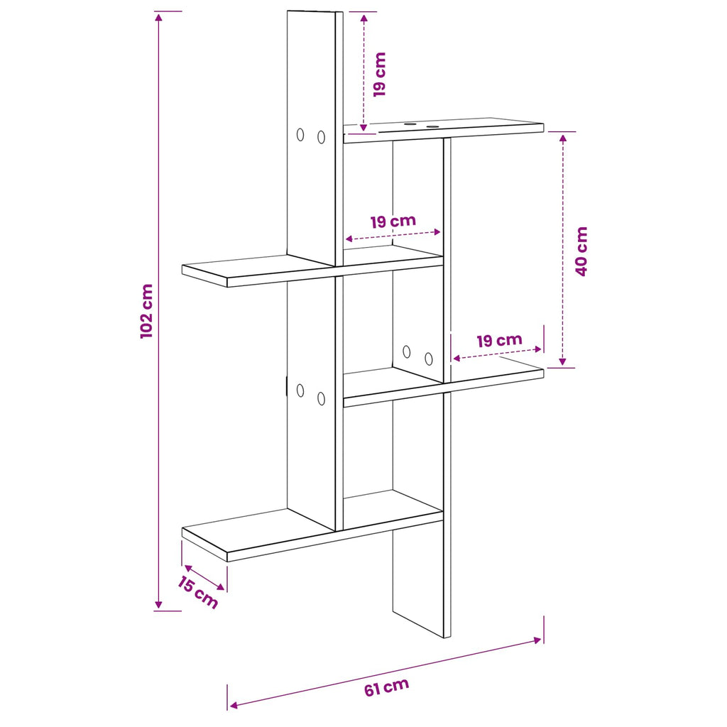 vidaXL Półka ścienna Stare drewno 61 x 15 x 102 cm Drewno inżynieryjne