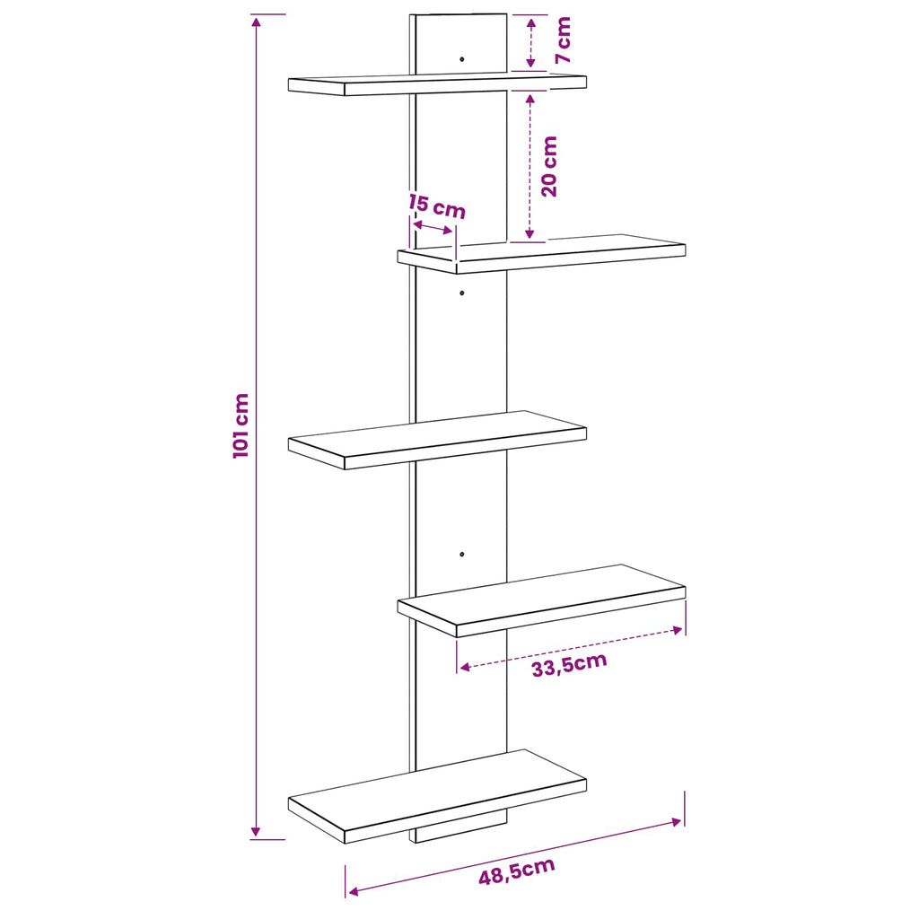 vidaXL Półka wisząca dąb Sonoma 48,5 x 15 x 101 cm Drewno inżynieryjne