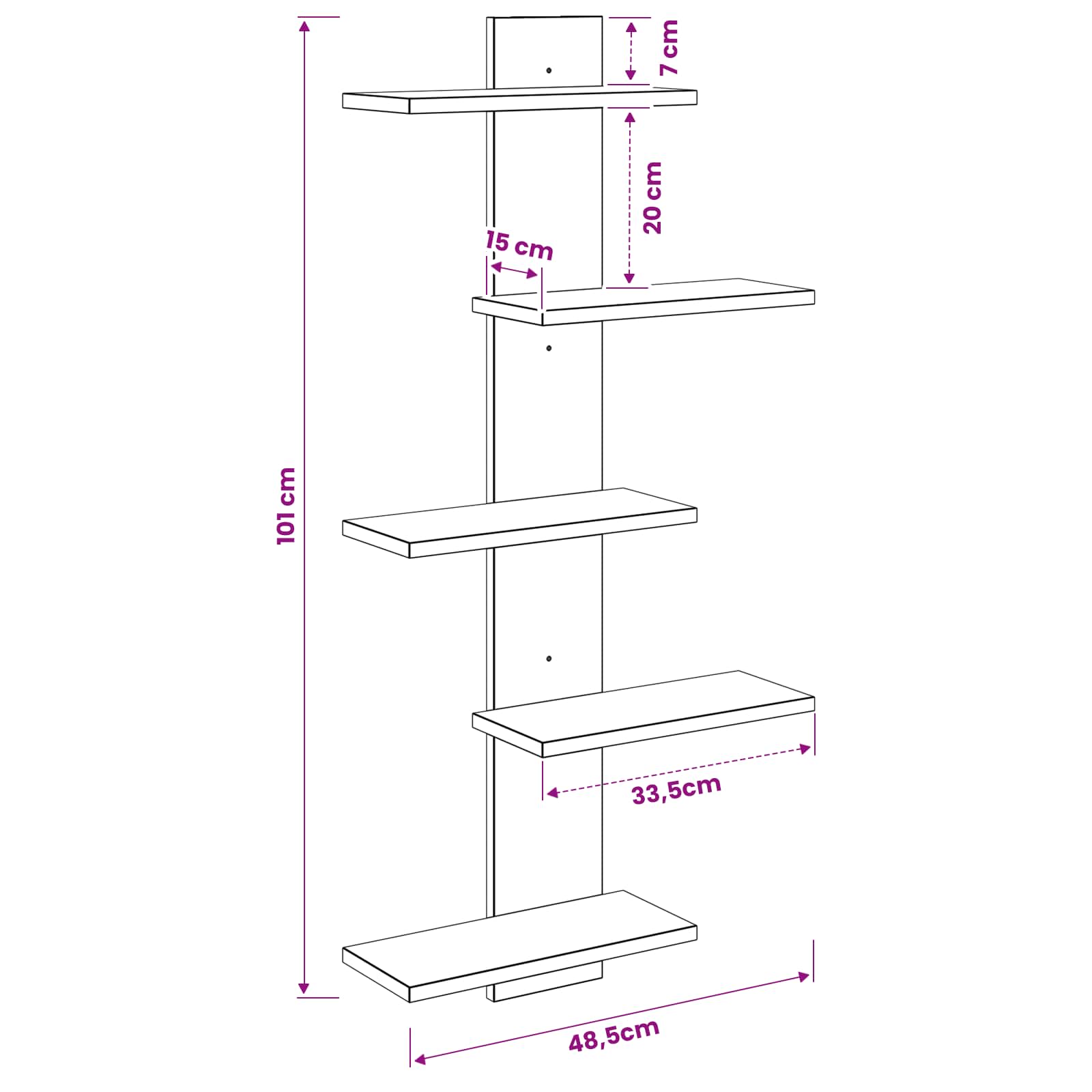 vidaXL Półka wisząca Dąb wędzony 48,5 x 15 x 101 cm