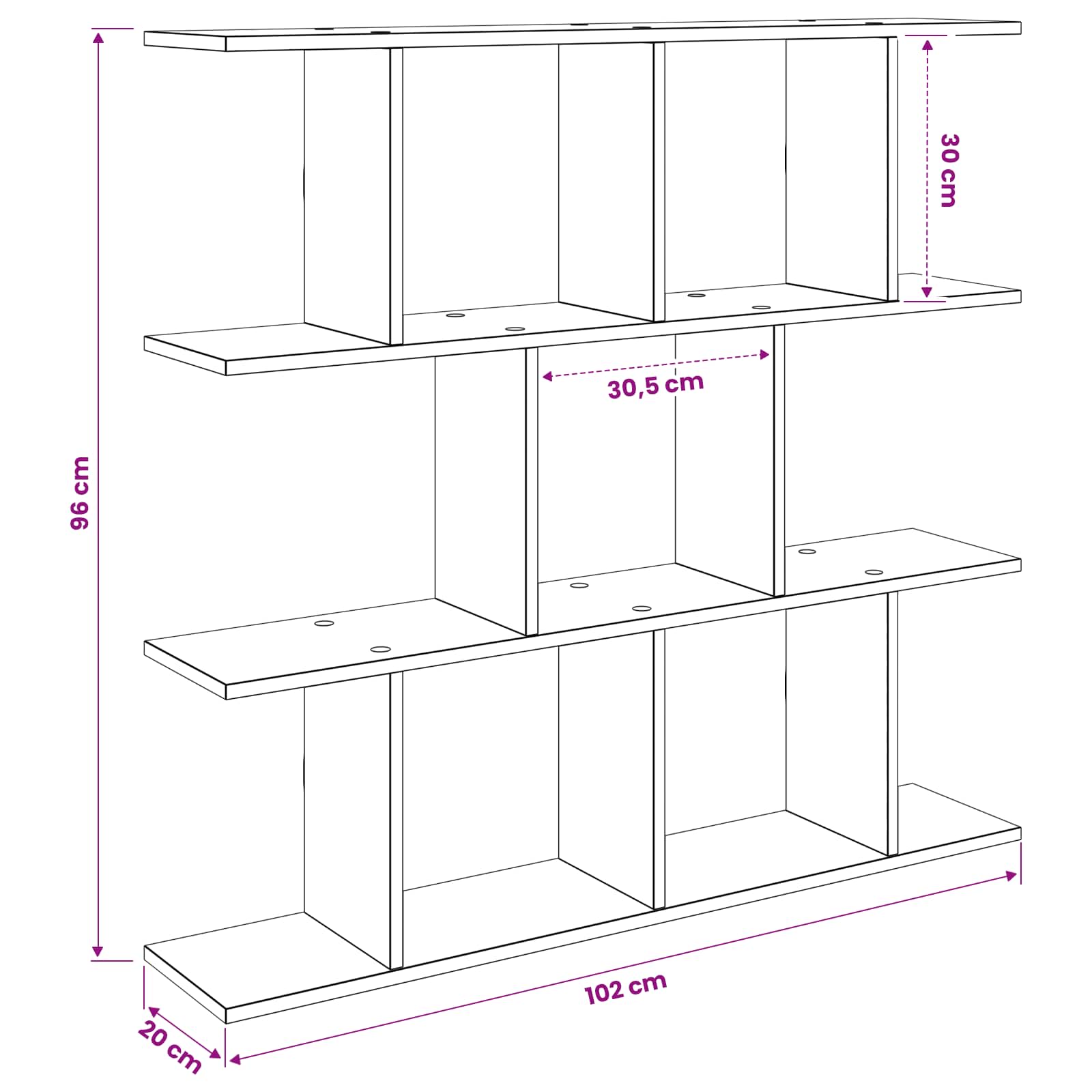 vidaXL Półka ścienna Biały 102 x 20 x 96 cm Drewno inżynieryjne