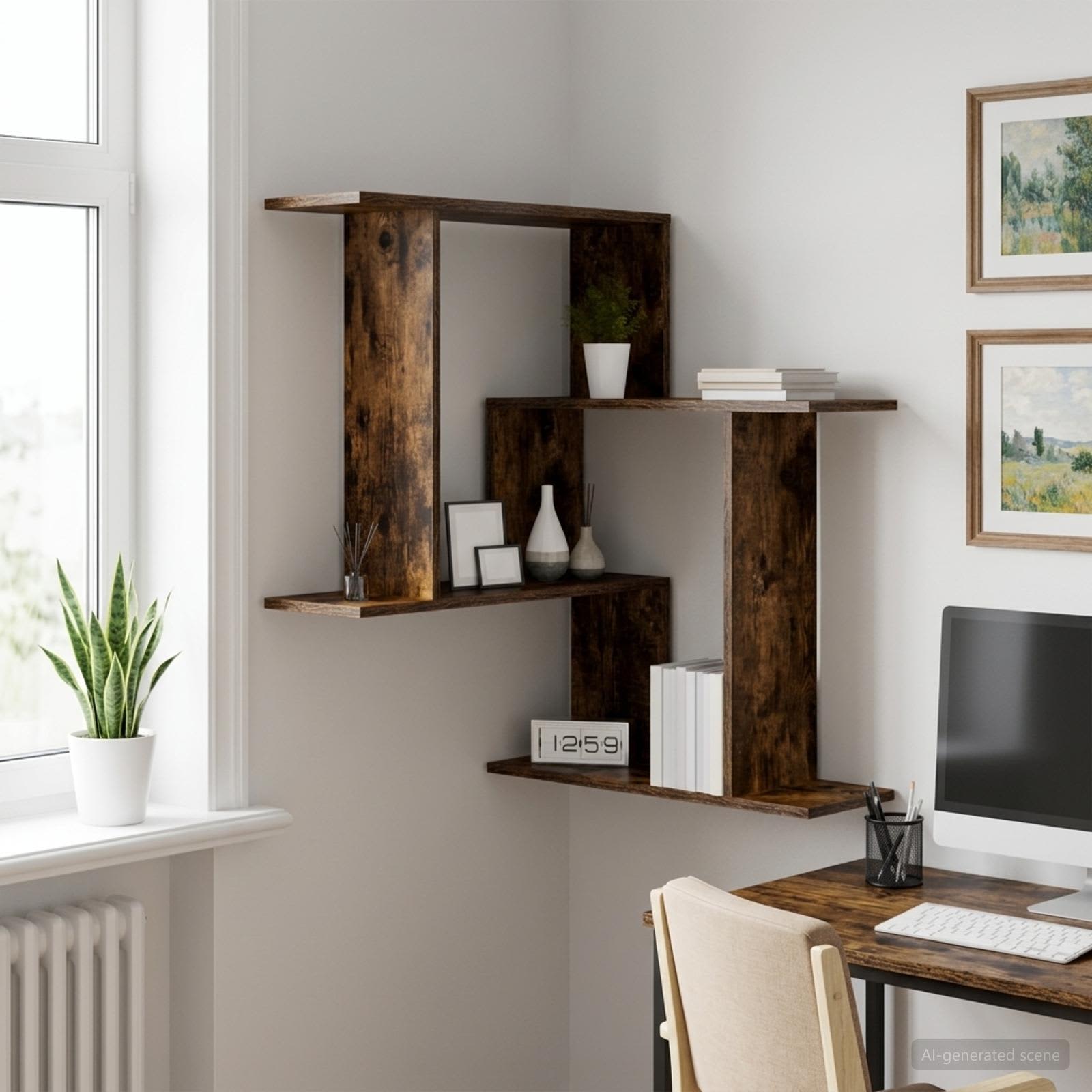 vidaXL Półka ścienna Dąb wędzony 67 x 67 x 87 cm Drewno inżynieryjne