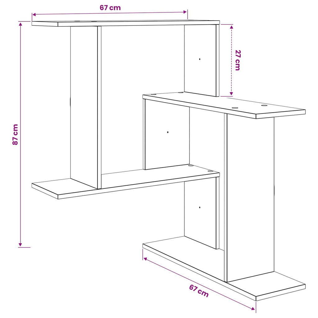 vidaXL Półka ścienna Dąb wędzony 67 x 67 x 87 cm Drewno inżynieryjne