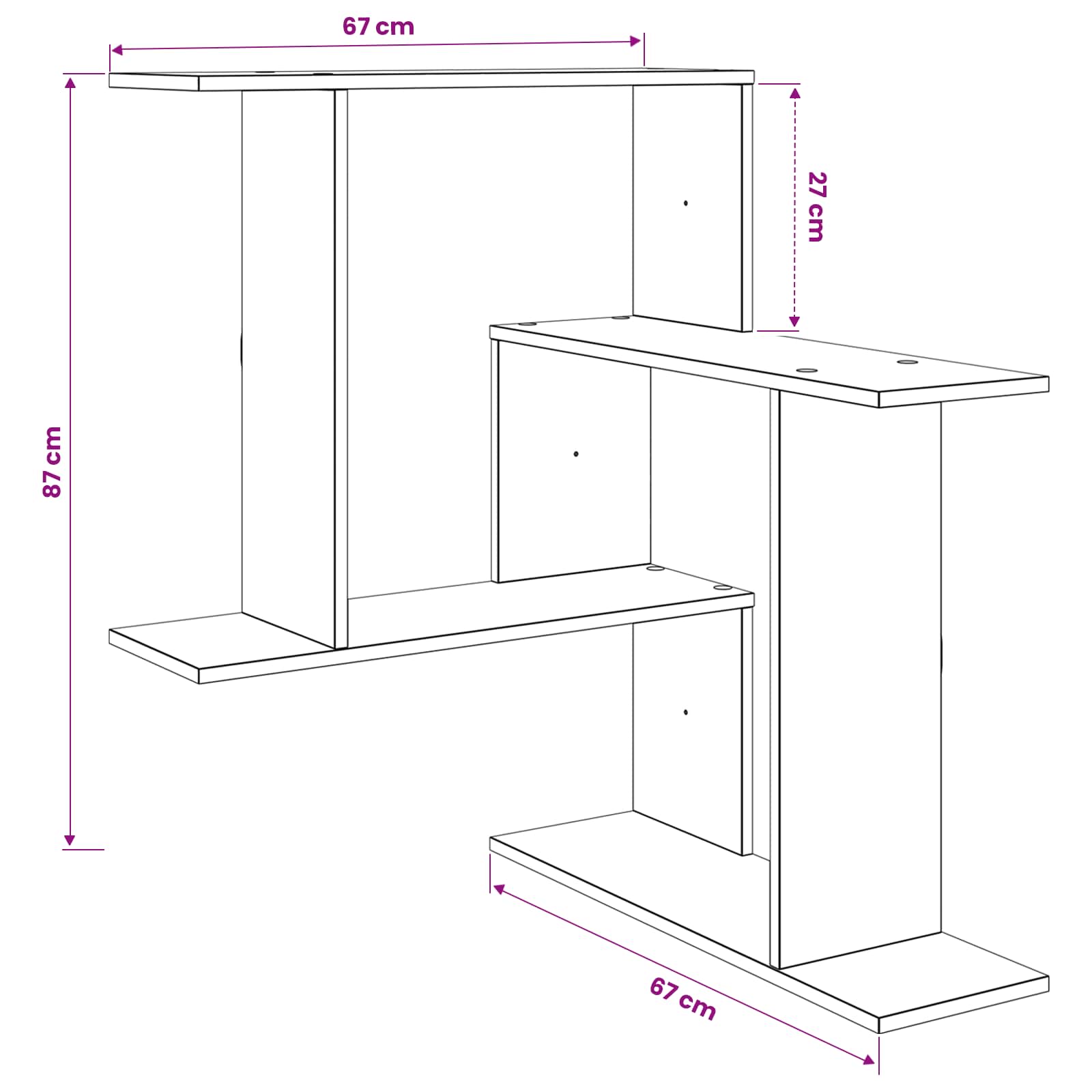vidaXL Półka ścienna Szary Sonoma 67 x 67 x 87 cm Drewno inżynieryjne