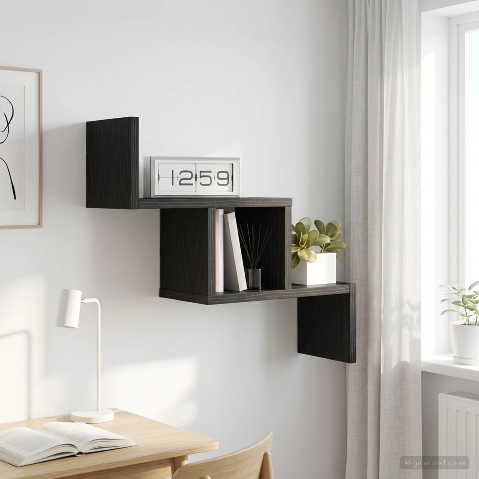 vidaXL Półka ścienna Czarny dąb 48 x 15 x 42 cm Drewno inżynieryjne