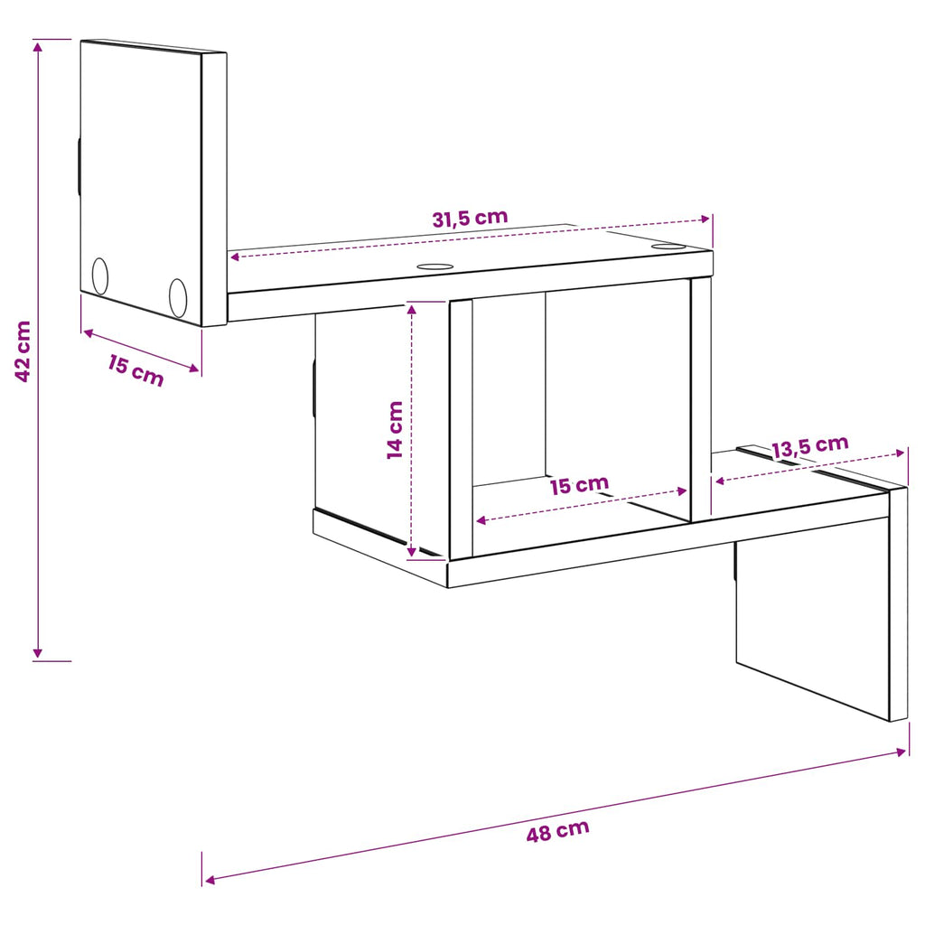 vidaXL Półka ścienna Czarny dąb 48 x 15 x 42 cm Drewno inżynieryjne