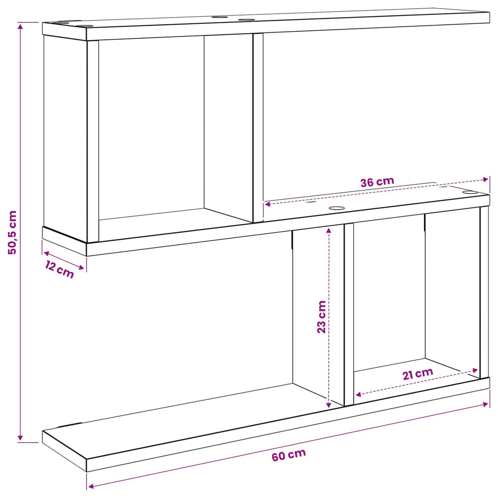 vidaXL Półka ścienna dąb Sonoma 60 x 12 x 50,5 cm Drewno inżynieryjne