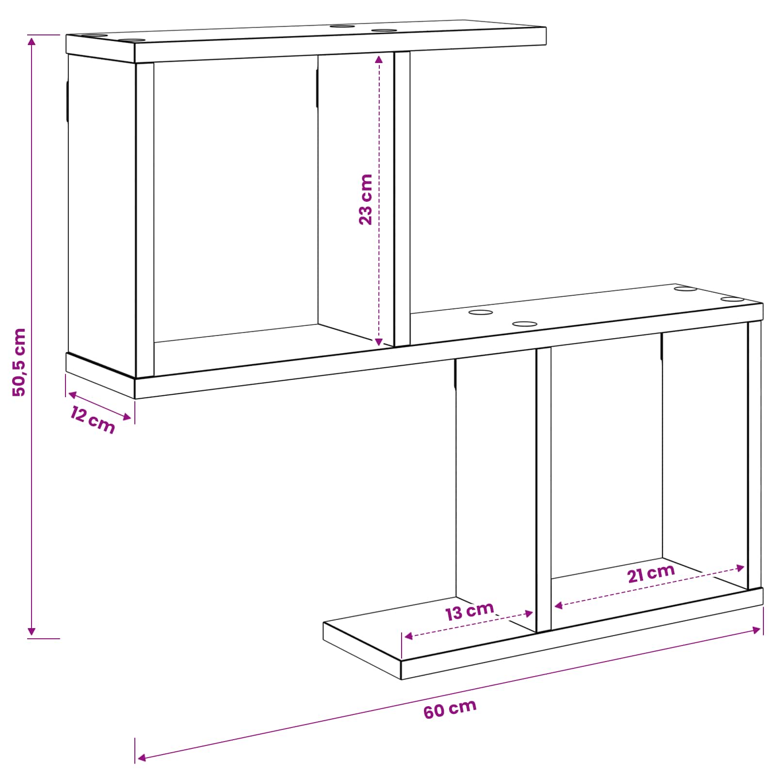 vidaXL Półka ścienna Biały 60 x 12 x 50,5 cm Drewno inżynieryjne