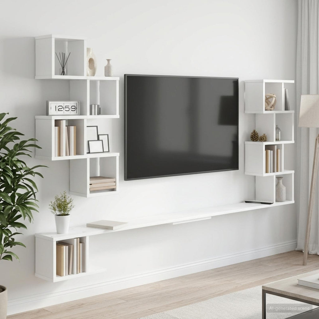 vidaXL Półka na telewizor montowana na ścianie Biały 180 x 15 x 94 cm