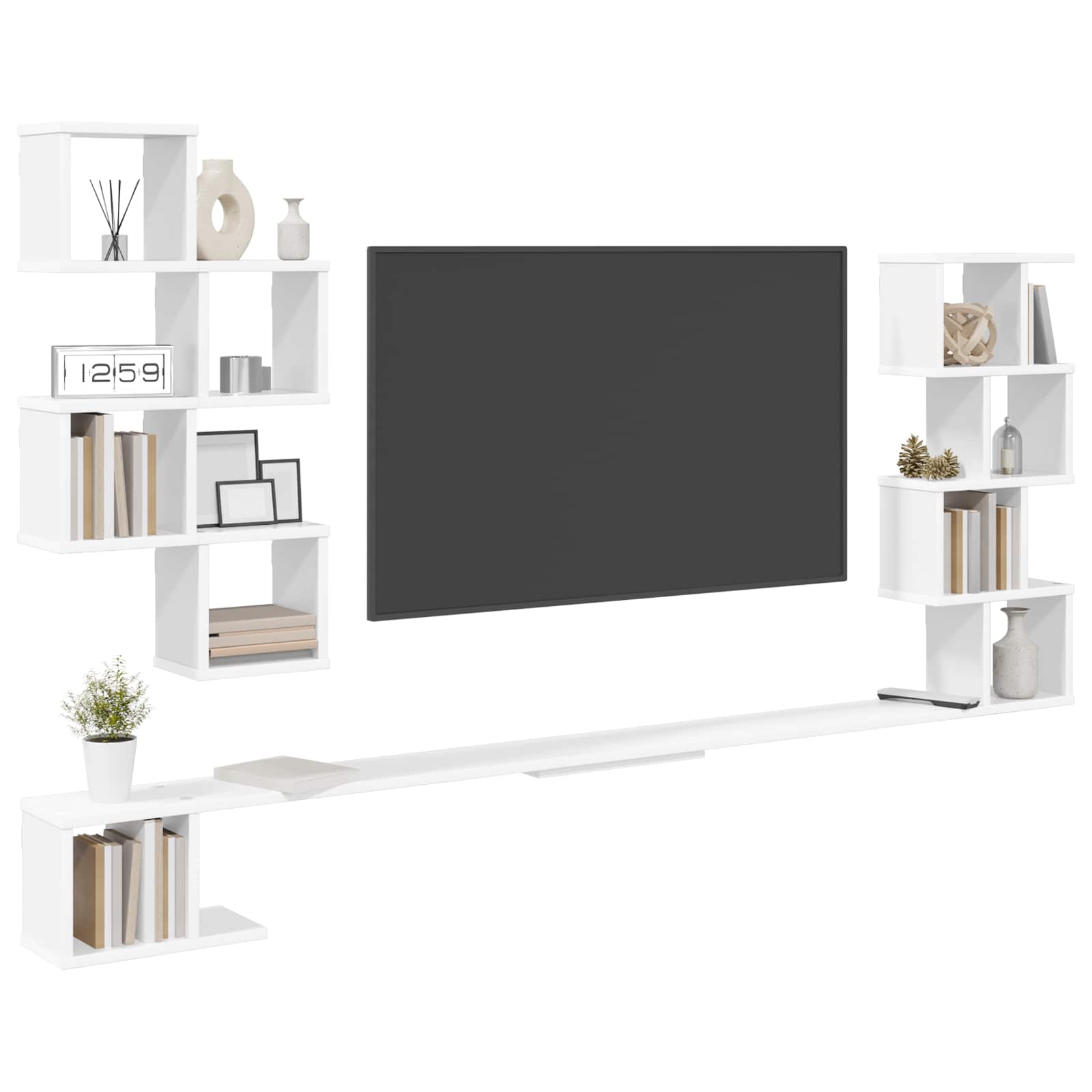 vidaXL Półka na telewizor montowana na ścianie Biały 180 x 15 x 94 cm