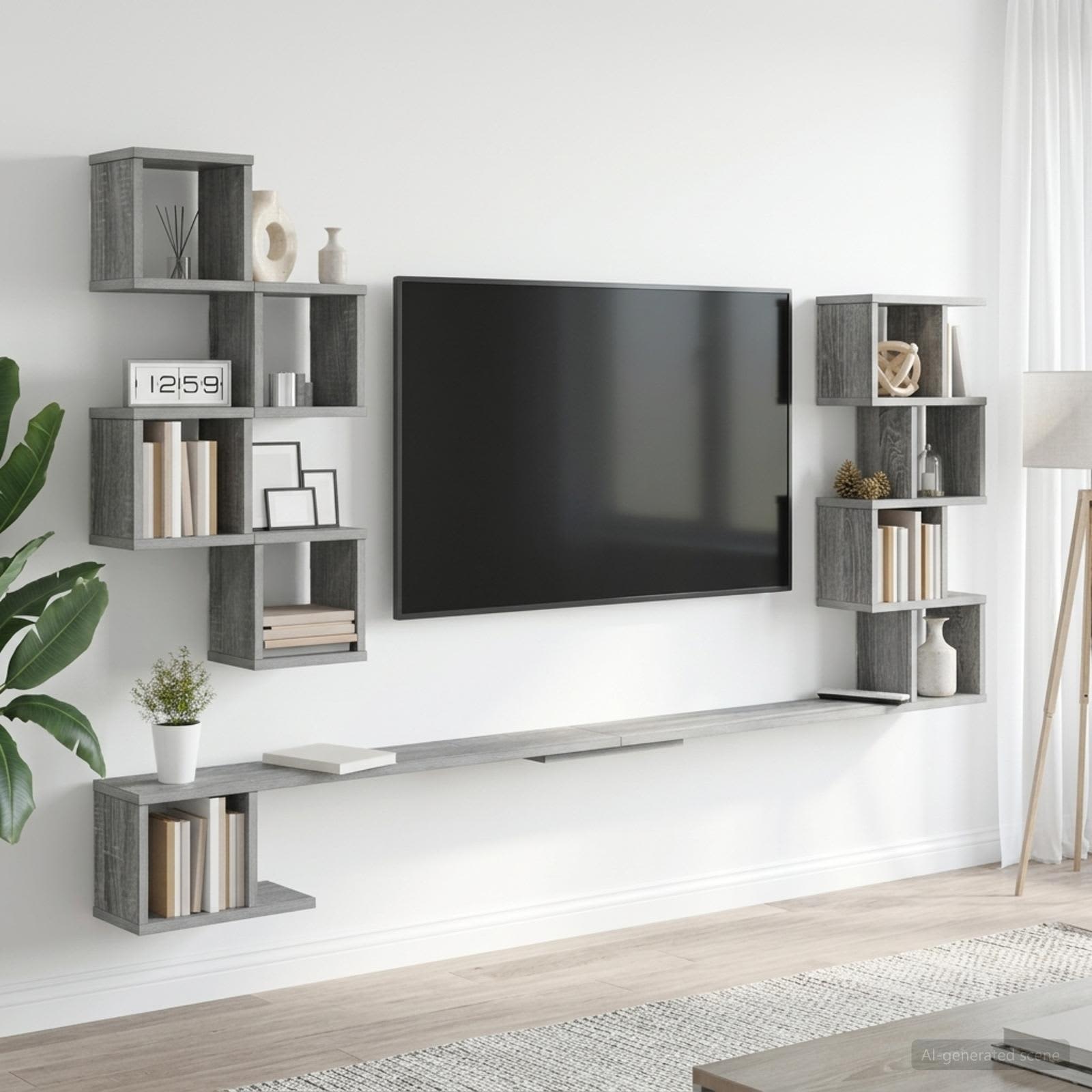 vidaXL Półka na telewizor montowana na ścianie Szary Sonoma