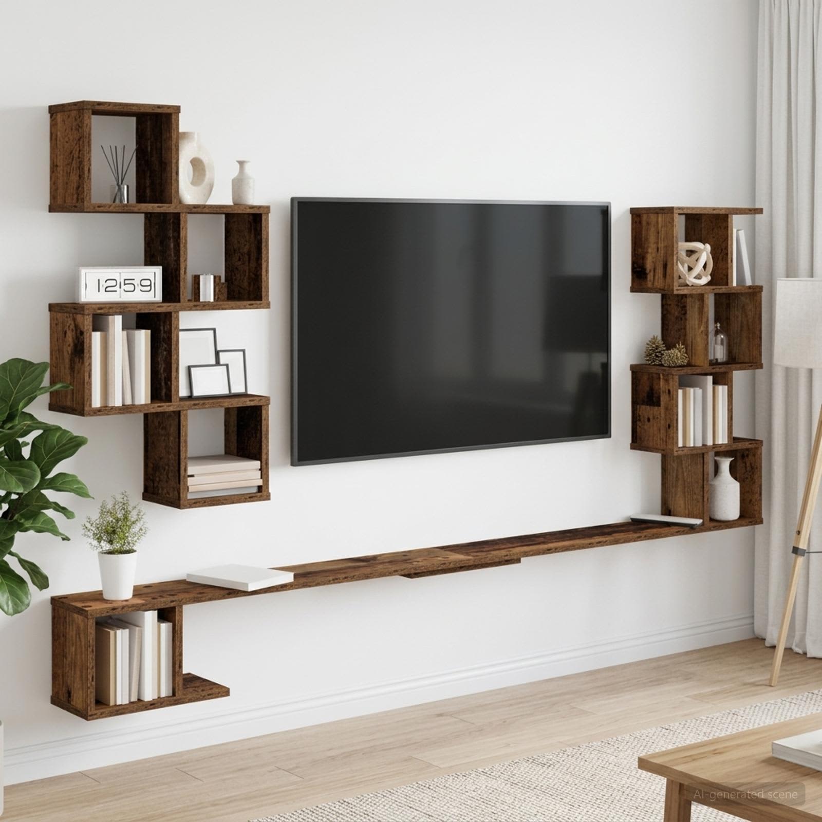 vidaXL Półka na telewizor montowana na ścianie Stare drewno