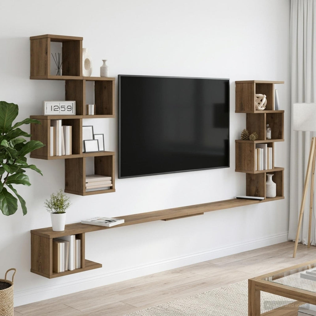 vidaXL Półka na telewizor montowana na ścianie Dąb artisan