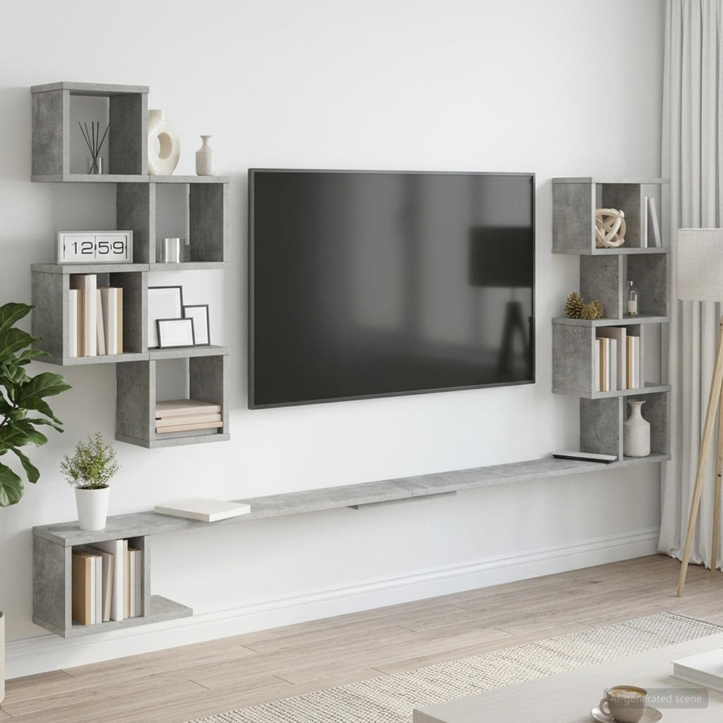vidaXL Półka na telewizor montowana na ścianie Betonowy szary