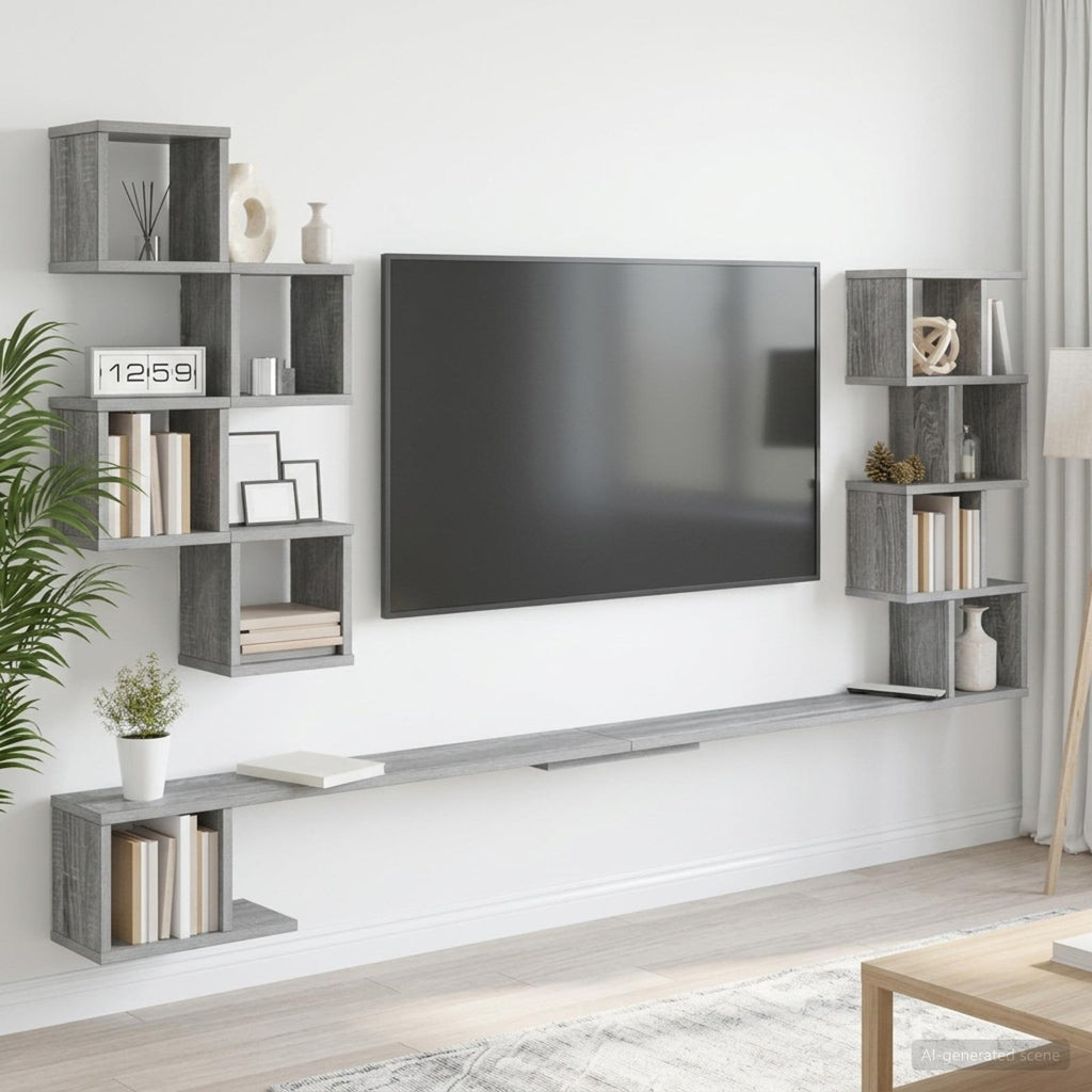 vidaXL Półka na telewizor montowana na ścianie Szary Sonoma