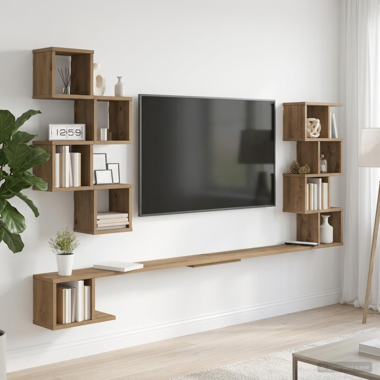 vidaXL Półka na telewizor montowana na ścianie Dąb artisan