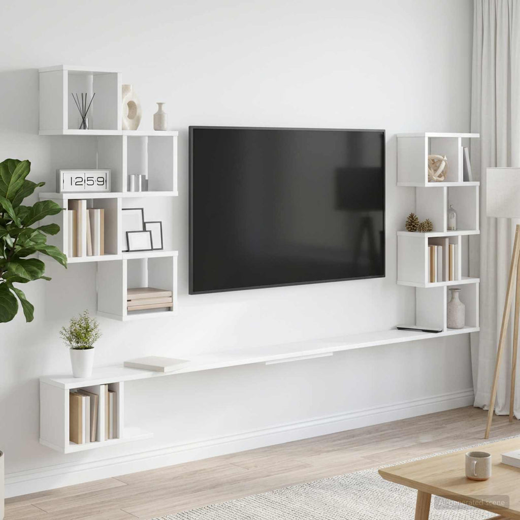 vidaXL Półka na telewizor montowana na ścianie Biały 160 x 15 x 94 cm