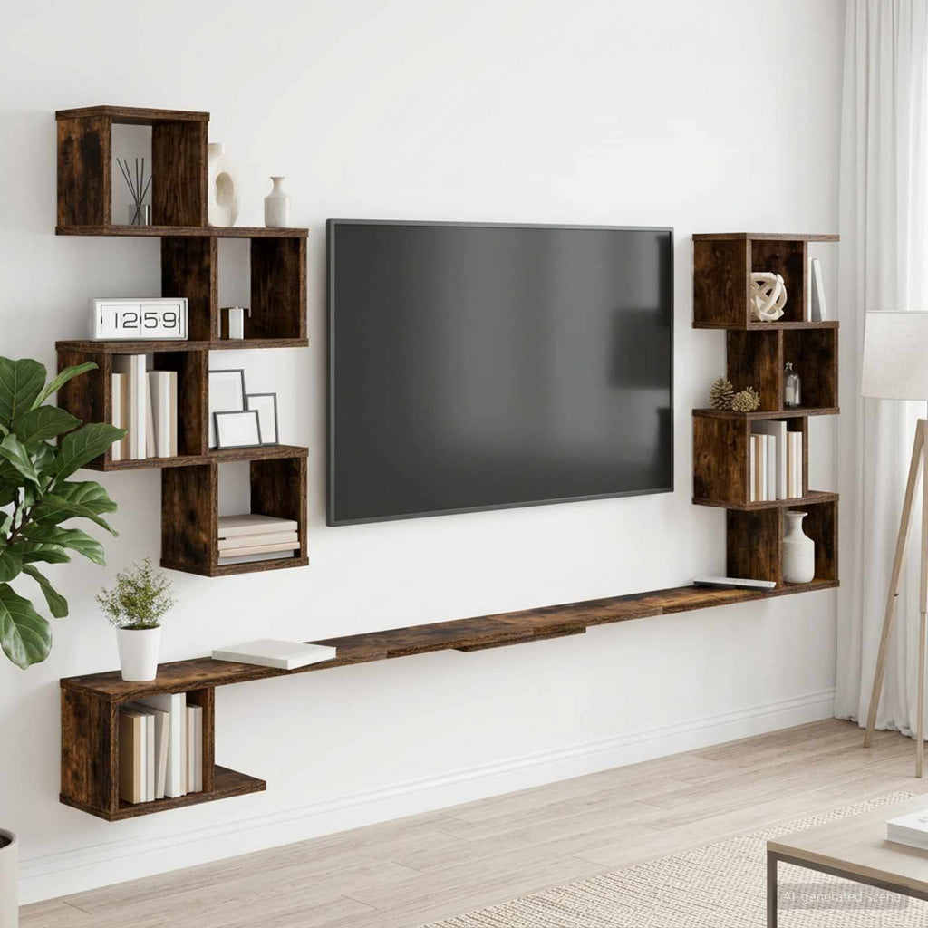 vidaXL Półka na telewizor montowana na ścianie Dąb wędzony