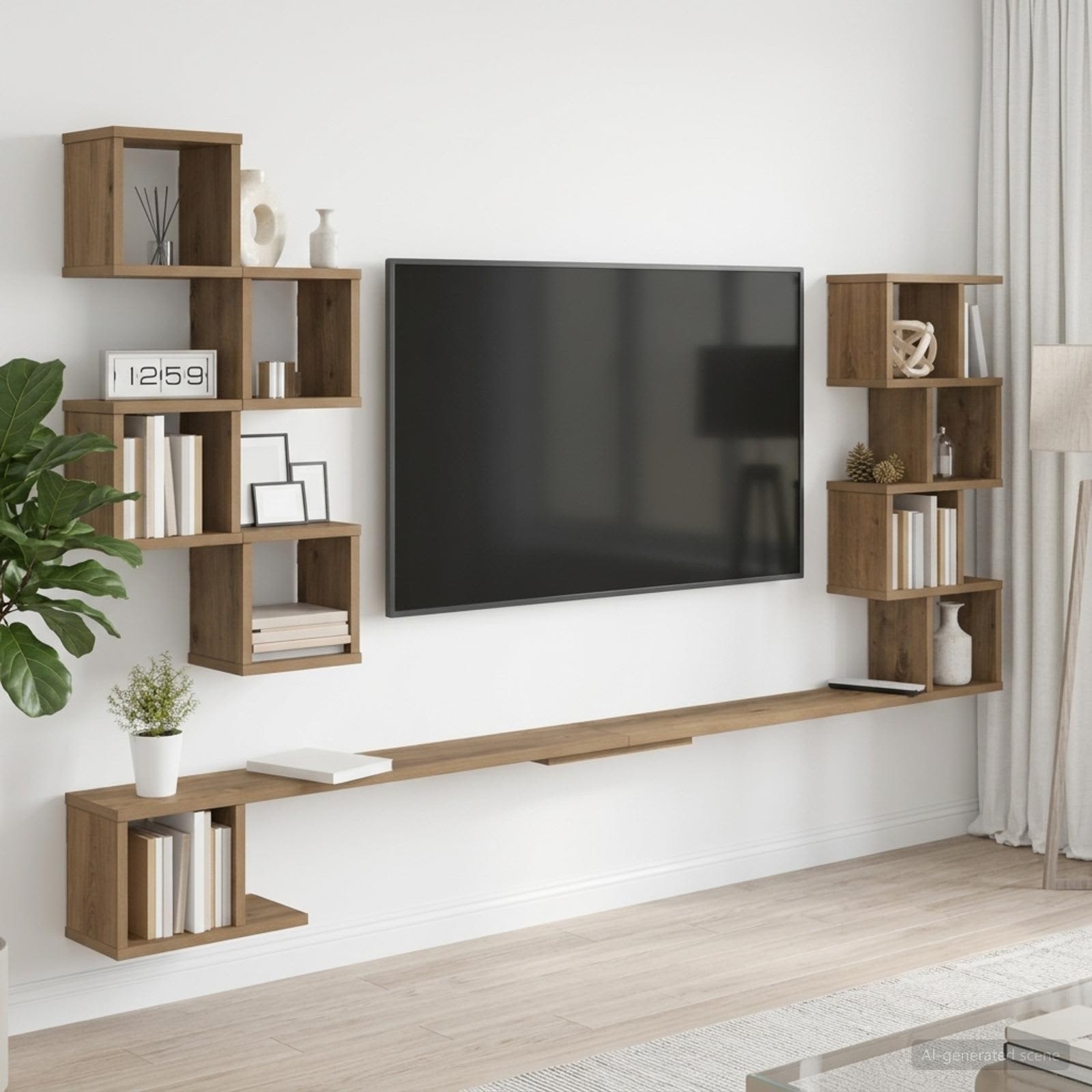 vidaXL Półka na telewizor montowana na ścianie Dąb artisan