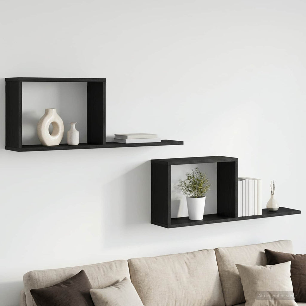 vidaXL Półki wiszące 2 pcs Czarny dąb 80 x 15 x 30 cm