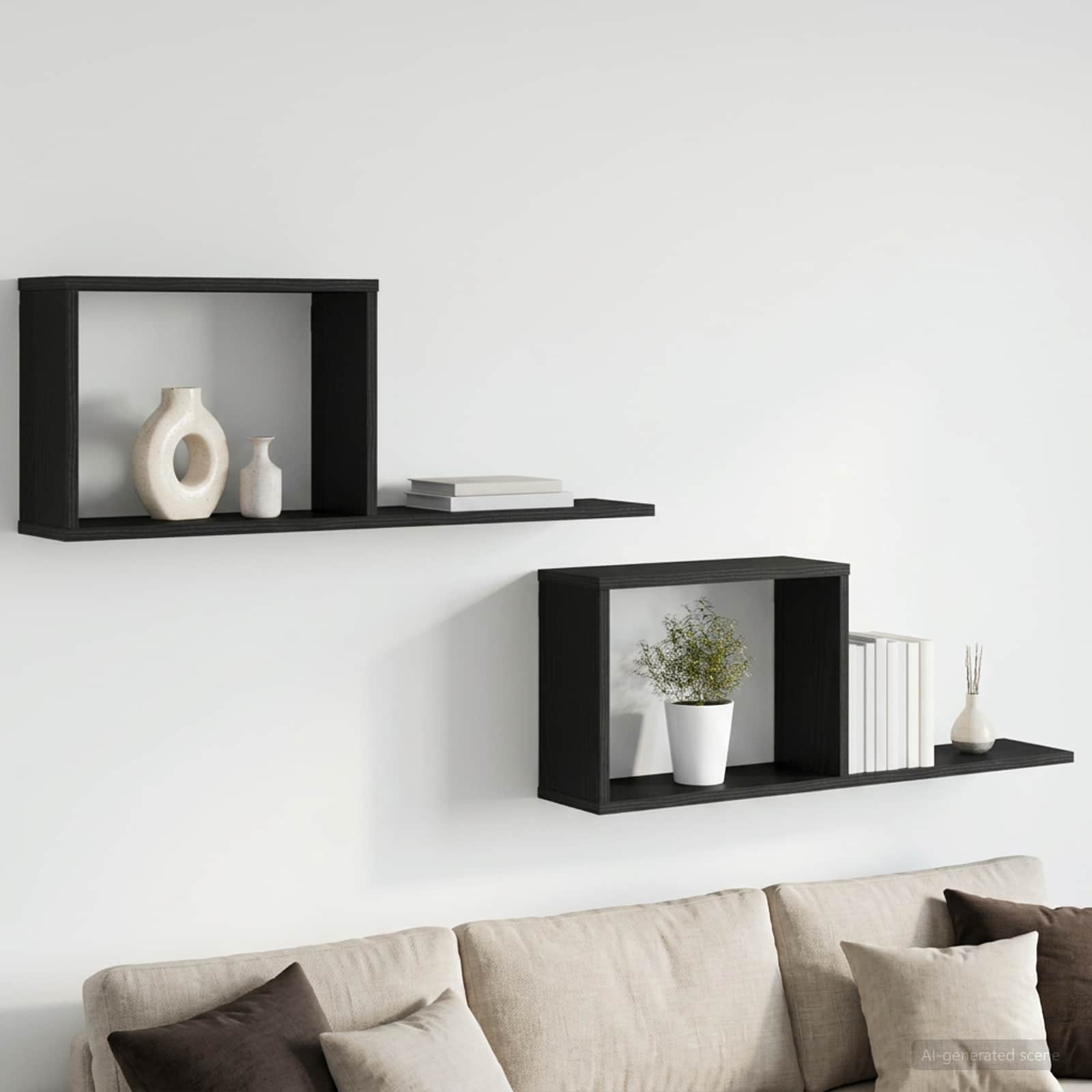 vidaXL Półki wiszące 2 pcs Czarny dąb 80 x 15 x 30 cm
