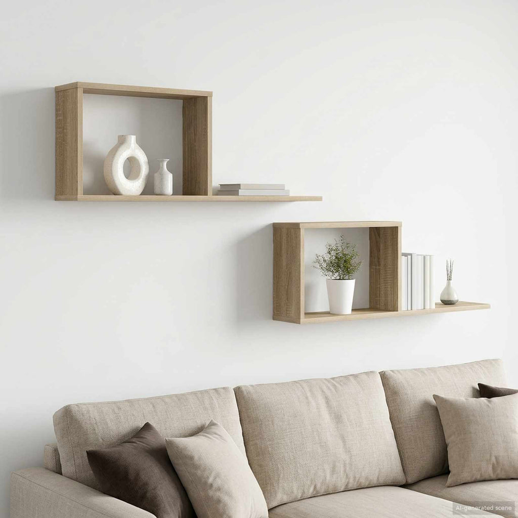 vidaXL Półki wiszące 2 pcs dąb Sonoma 80 x 15 x 30 cm