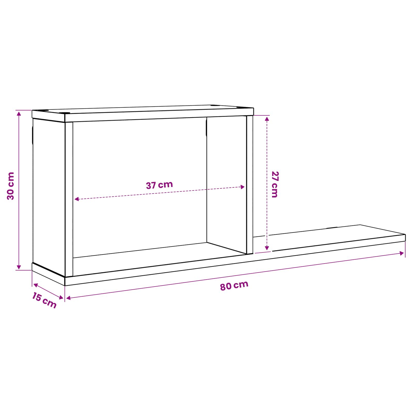 vidaXL Półki wiszące 2 pcs dąb Sonoma 80 x 15 x 30 cm