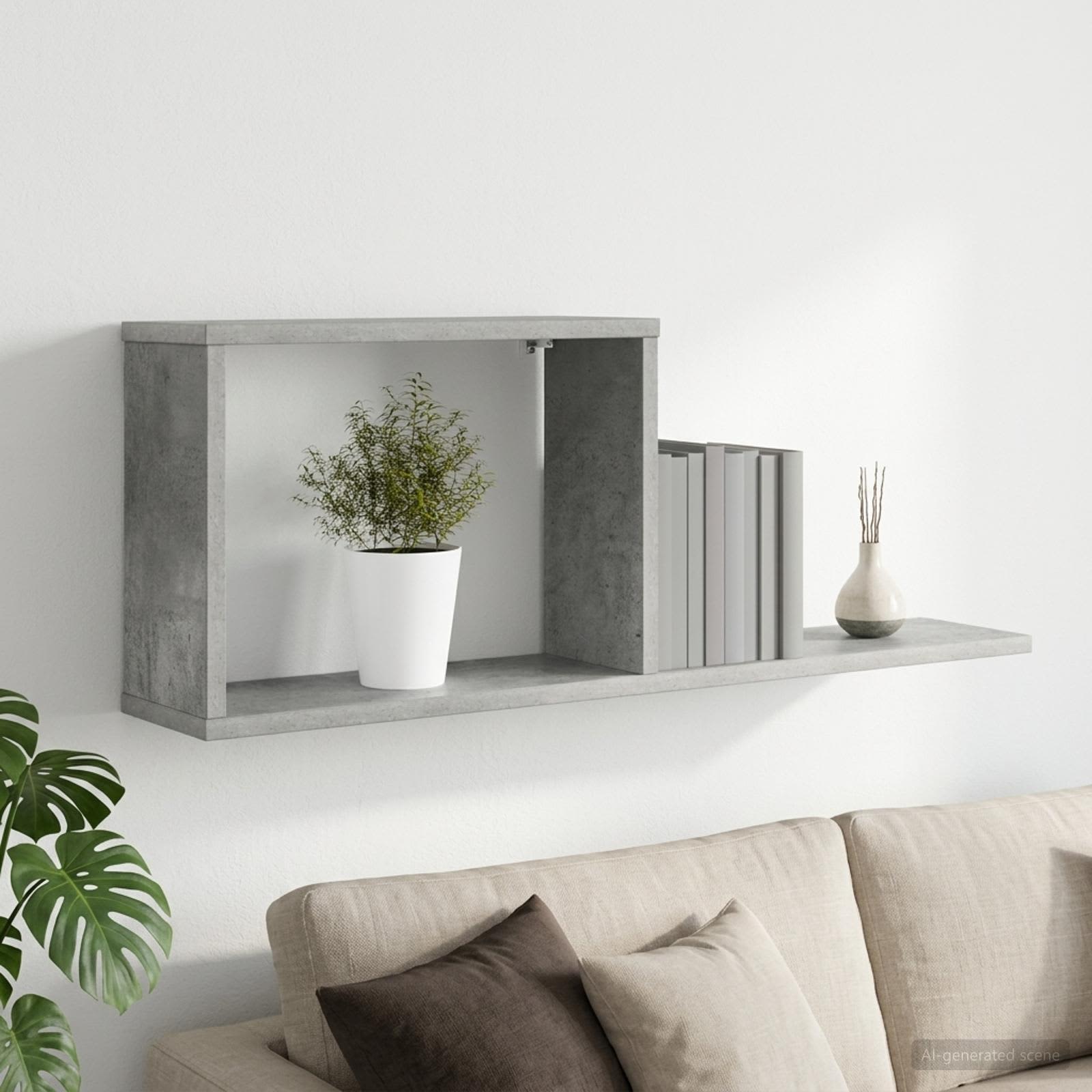 vidaXL Półki wiszące Betonowy szary 80 x 15 x 30 cm