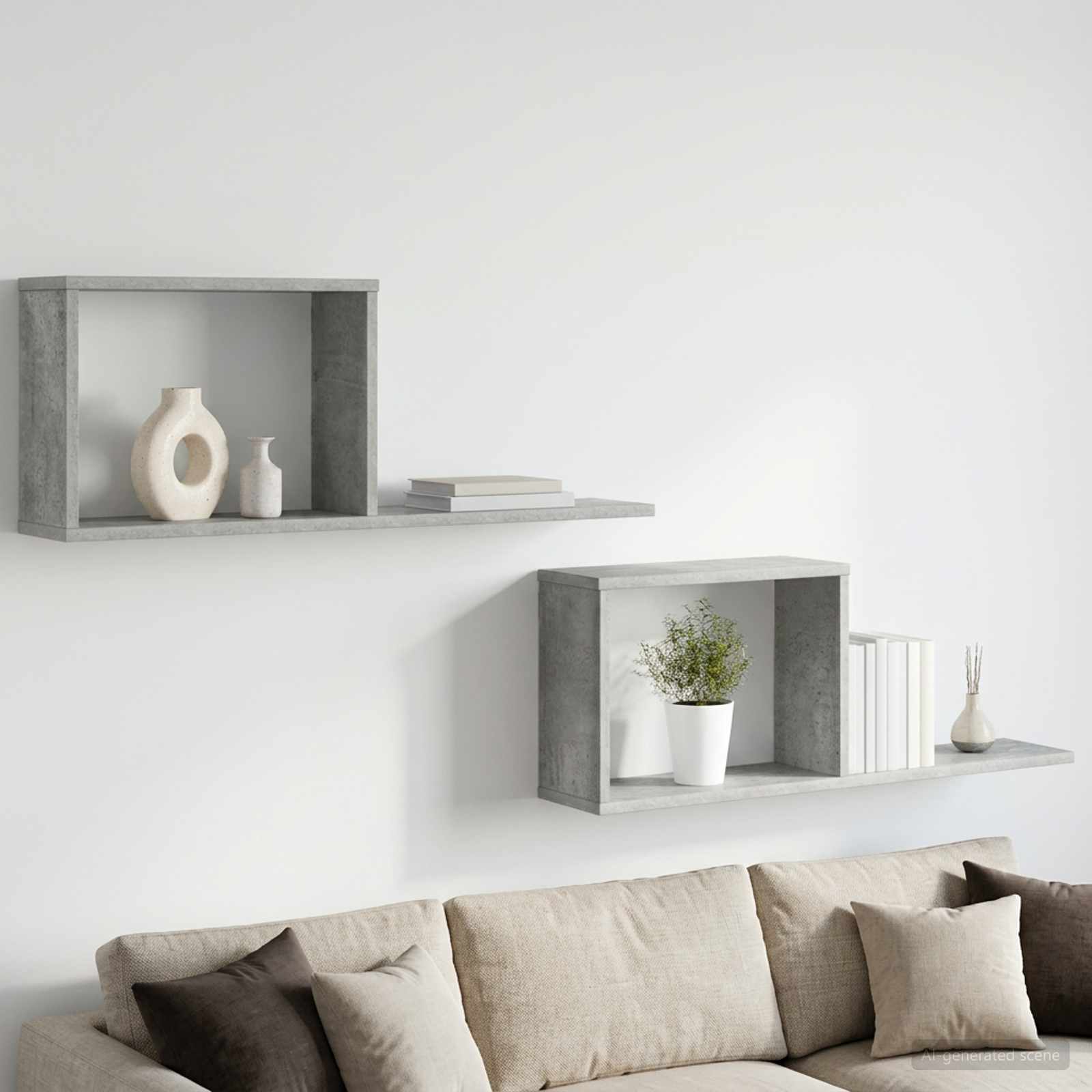 vidaXL Półki wiszące 2 pcs Betonowy szary 80 x 15 x 30 cm