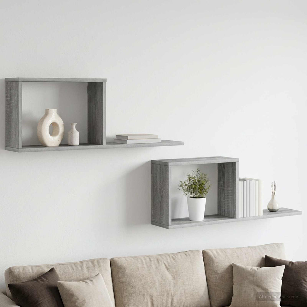 vidaXL Półki wiszące 2 pcs Szary Sonoma 80 x 15 x 30 cm