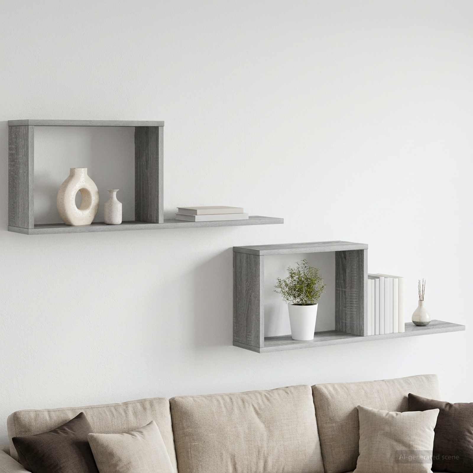 vidaXL Półki wiszące 2 pcs Szary Sonoma 80 x 15 x 30 cm