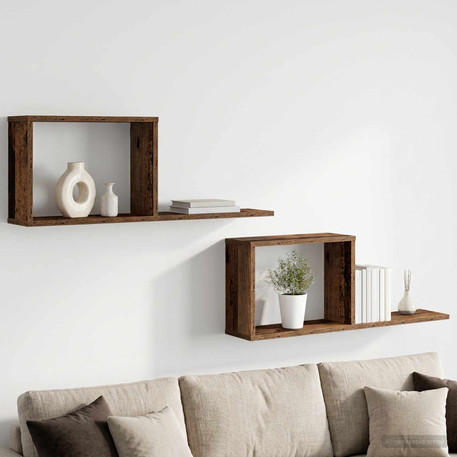 vidaXL Półki wiszące 2 pcs Stare drewno 80 x 15 x 30 cm