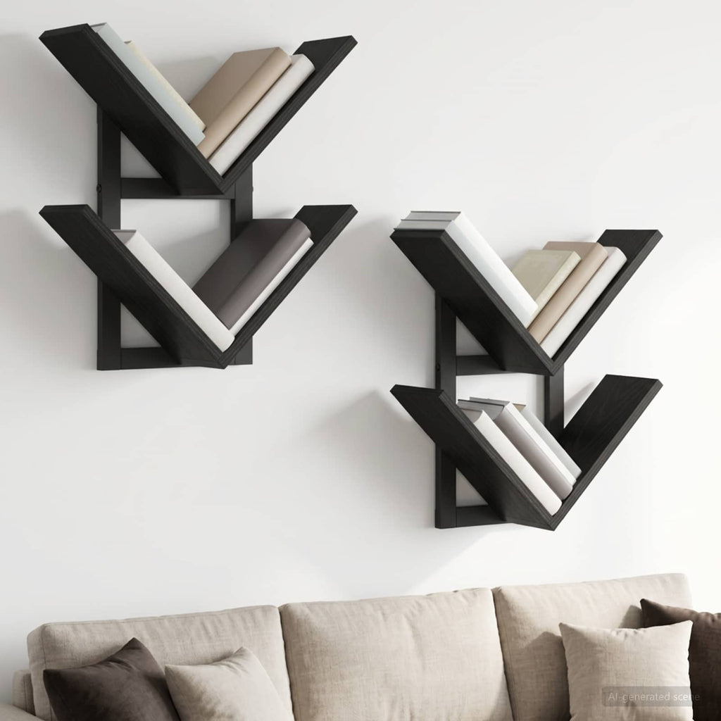 vidaXL Półka wisząca 2 pcs Czarny dąb 43 x 15 x 47 cm