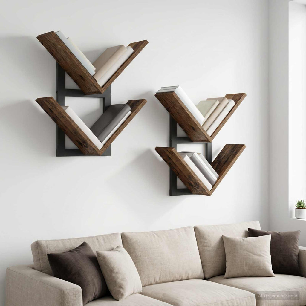 vidaXL Półka wisząca 2 pcs Stare drewno 43 x 15 x 47 cm
