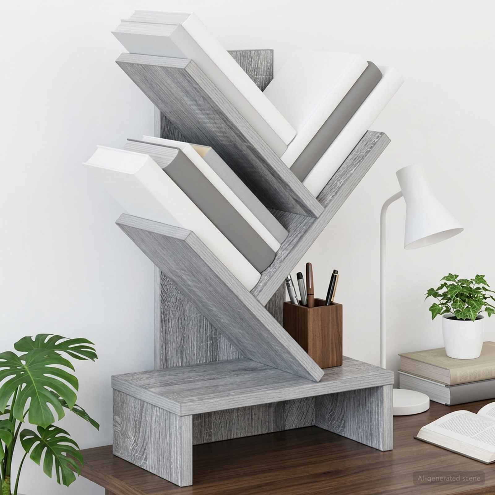 vidaXL Regal na książki w kształcie drzewa 3-poziomowy 30 x 18 x 48 cm